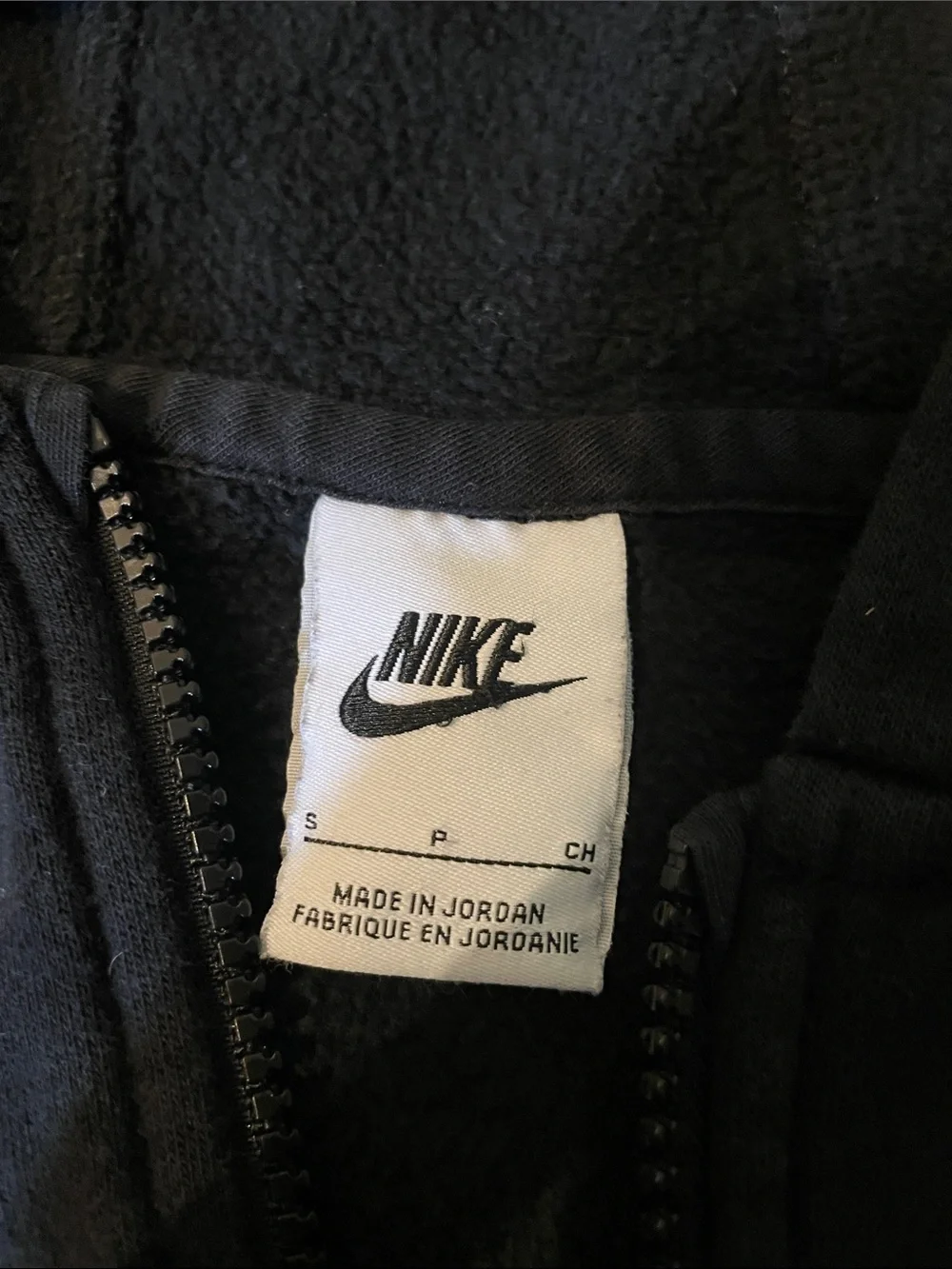 Nike Black Kids Zip-Up Hooded Sweatshirt with White Logo